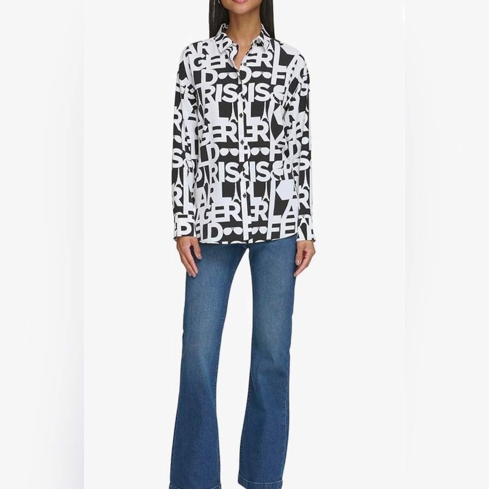 KARL LAGERFELD PARIS Top Blouse NWOT Oversized Large L Perfect Condition